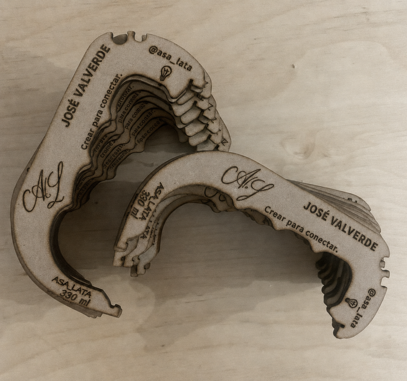 Conjunto de asas de madera personalizadas